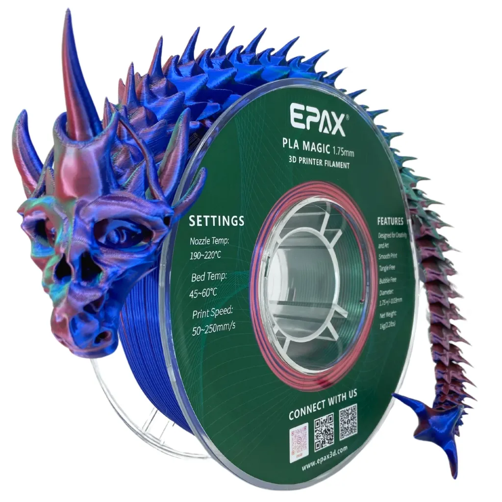 EPAX Magic Silk PLA Peacock (Light Maroon / Blue / Green)